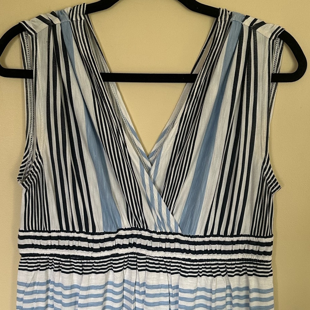 LOFT Blue and White Striped Dress